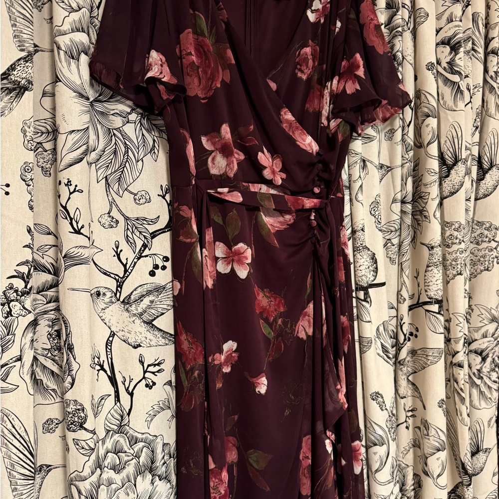 DKNY Burgundy Floral Maxi Dress